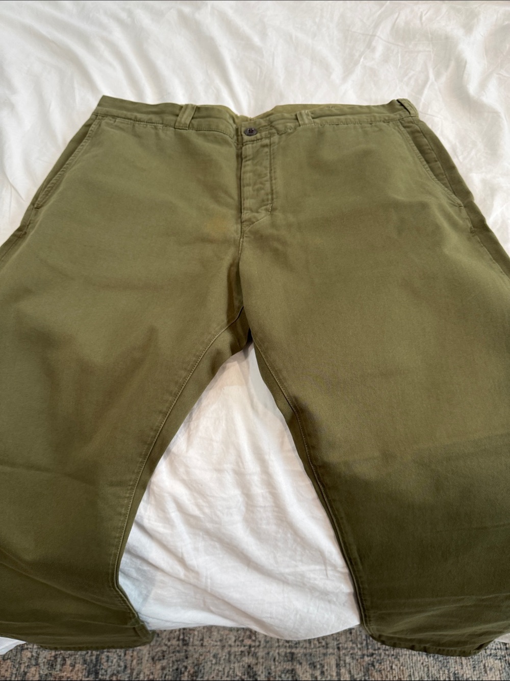 Wallace & Barnes Mens Olive Green Casual Chino Pants,Best Fit Ever,Button Fly